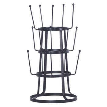 

Kitchen Accessory Storage Stylish Steel Mug Tree Holder Organizer Rack Stand (Black)