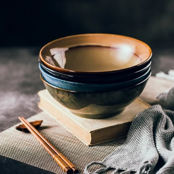 

1PC Japanese Style Ceramic Noodle Ramen Bowl Large Household Tableware Ceramic Dinner Soup Rice Instant Noodle Bowl