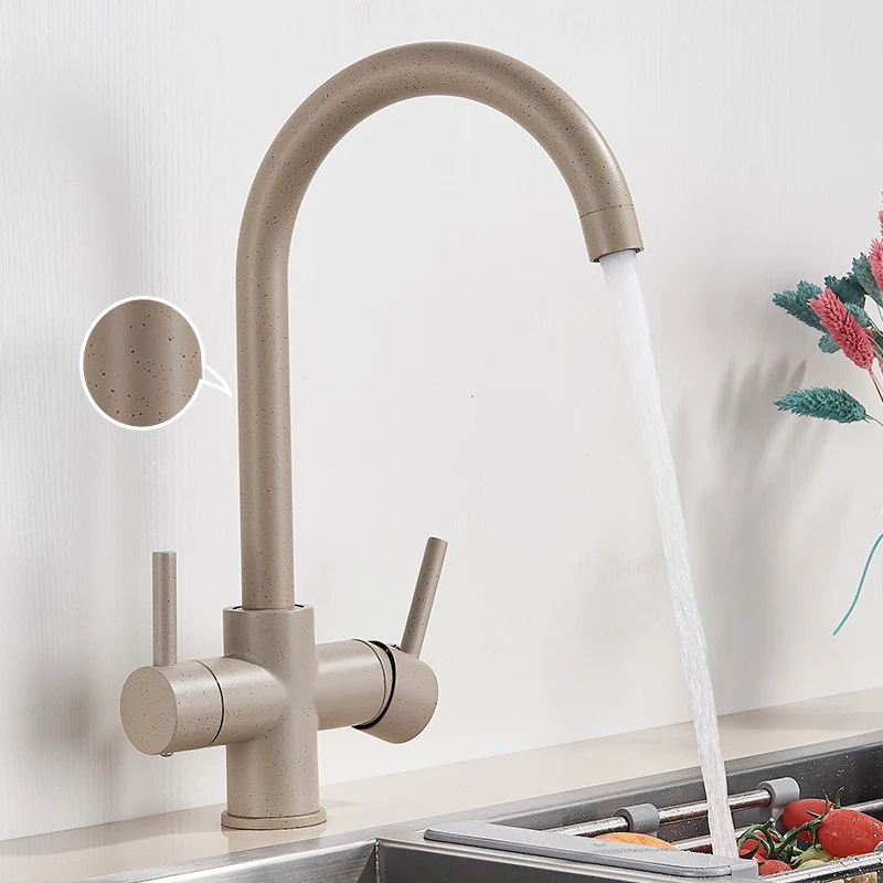 Matte Black Filtered Kitchen Faucet 360 Rotation Water Filter Tap Three Ways Sink Water Filtered Crane For Kitchen farmhouse kitchen sink Kitchen Fixtures