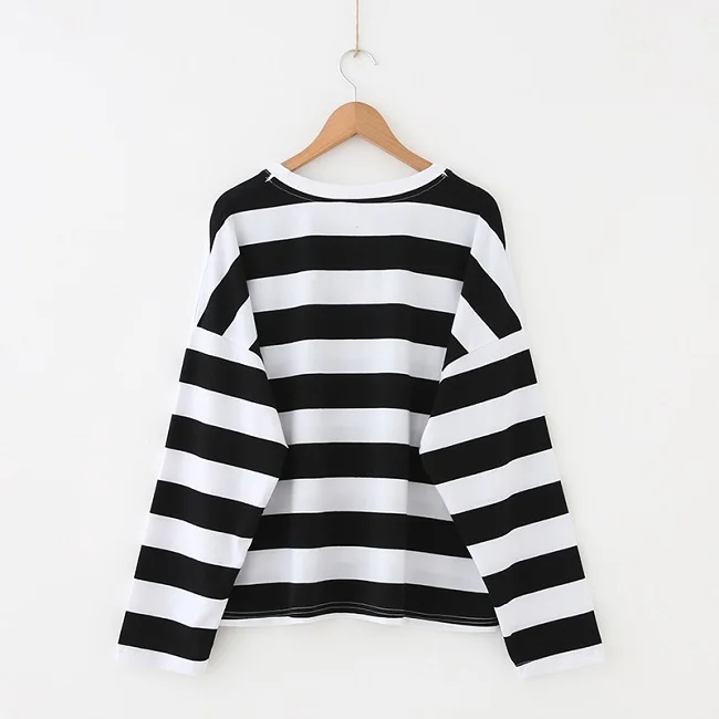 Ins Harajuku плотная полосатая толстовка с длинными рукавами Осенняя Новинка ulzzang модная свободная простая толстовка с капюшоном и круглым вырезом Повседневная Женская толстовка - Цвет: black
