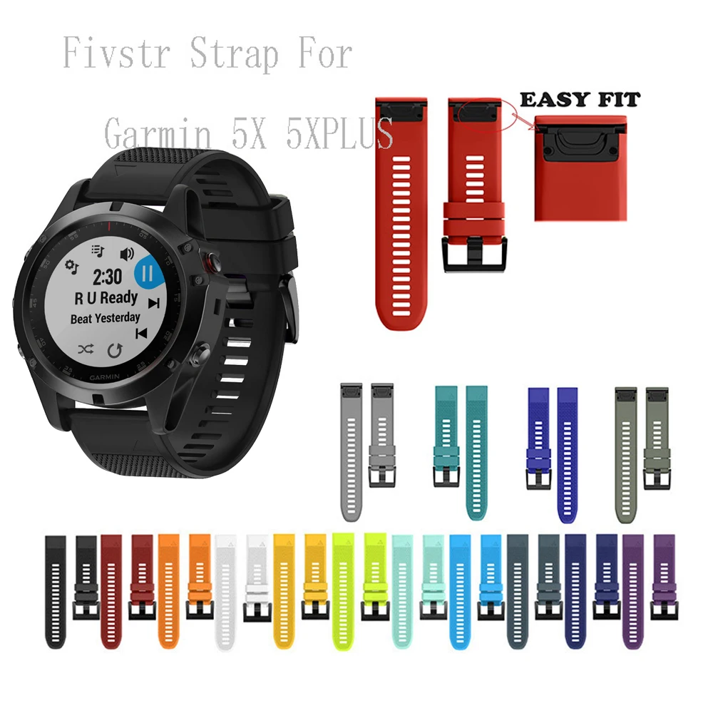 Для Garmin fenix 5X Plus 6x pro Solar Smart Watch ремешок силиконовый Fenix3 3 HR Sapphire быстросъемный