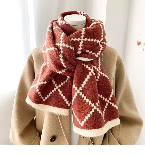 Christmas Pure Cotton Lady Big Shawl Imitation Cashmere Scarf Soft Skin-friendly Thickening Warm Letter Printing Shawl Scarf 2