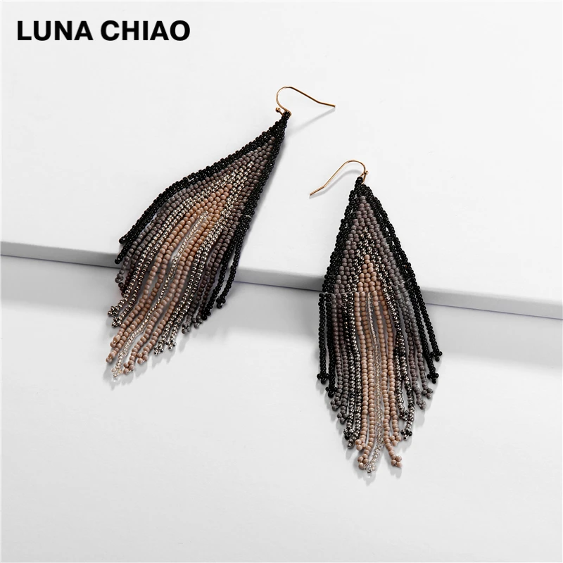 LUNA CHIAO 2019 Осень Зима мини бисерные висячие серьги в богемном стиле Boho массивные