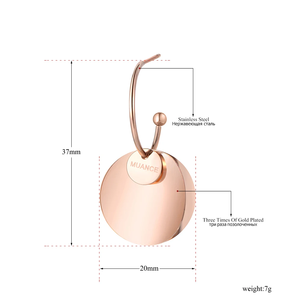 Lokaer модные титановые стальные геометрические двойные круглые серьги в форме диска для женщин богемные серьги гиперболы из розового золота ювелирные изделия E19203