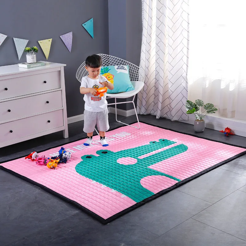 Мультяшный нескользящий коврик, хлопок, Детский ковер, четыре сезона, утолщенный детский коврик для скалолазания, коврик для гостиной, игровой коврик, хлопковая ткань