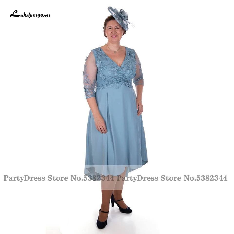 Lakshmigown Plus Size Mother Of The Bride/Groom Dresses for Weddings 2020 Vintage Women Silky Satin Blue Evening Party Dress | Свадьбы и