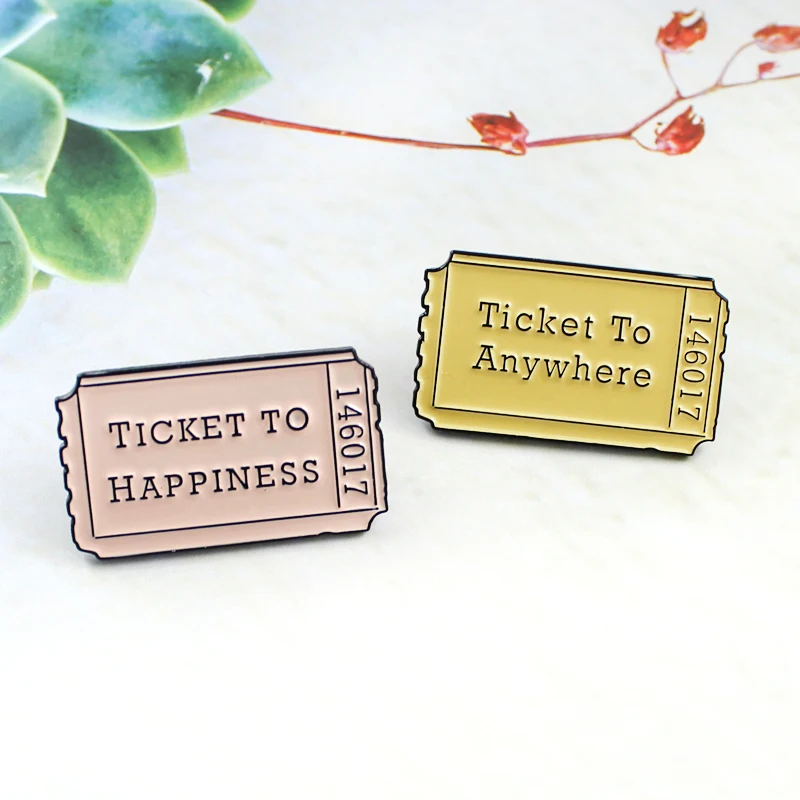 

Ticket to Happiness/Anywhere Tickets 146017 Brooch Admission Tickets Punk Enamel Pins Couple Backpack Coat Badge Jewelry Gifts