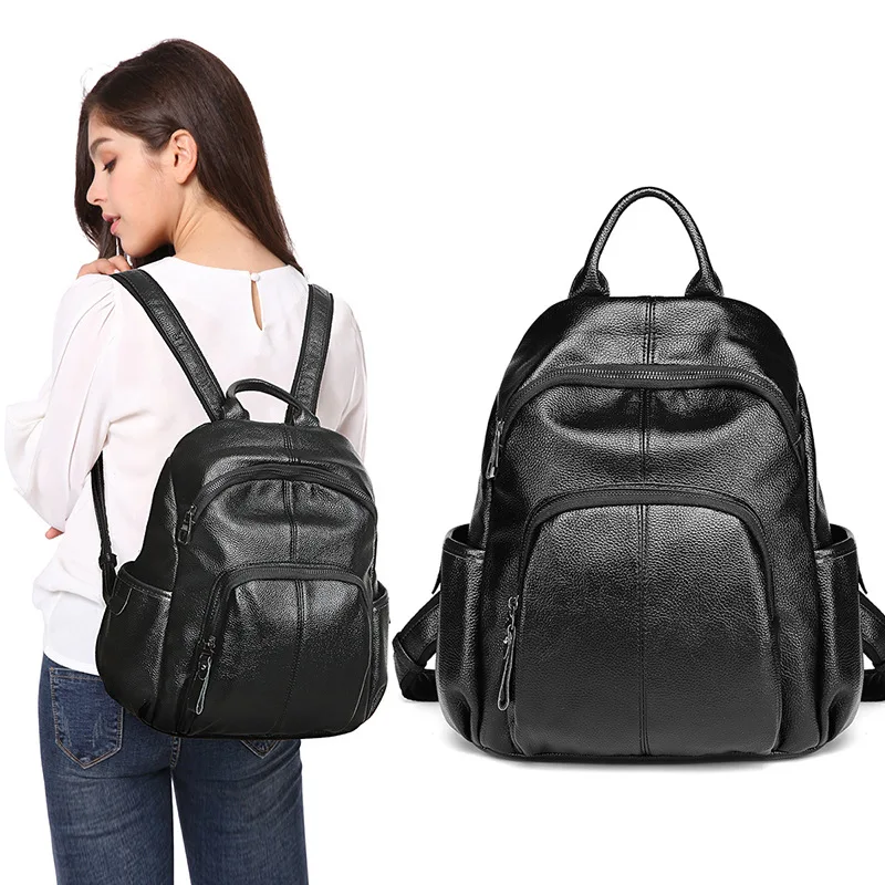 

Anti-Theft Backpack Women's 2019 Spring New Style Korean-style Fashion Embossed Leather Backpack Students Travel Bag Ball Silk S