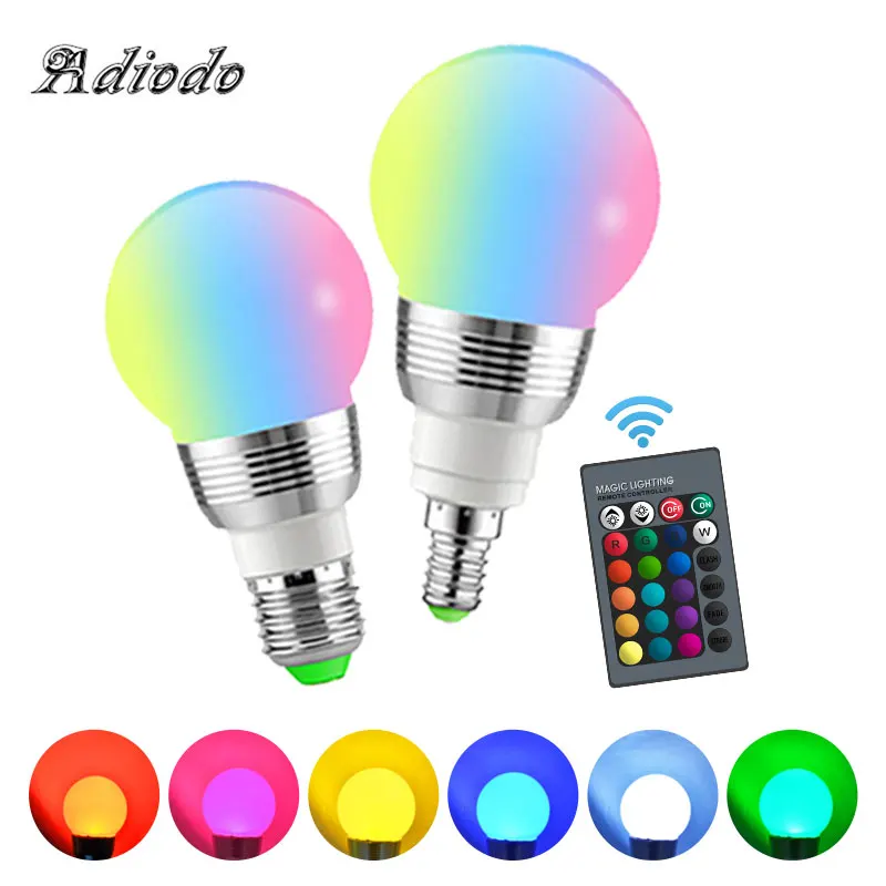 E27/E14 RGB светодиодный светильник AC 85-265V Светодиодный 16 цветов волшебный Ночной светильник с регулируемой яркостью сценический светильник+ ИК пульт дистанционного управления для праздника