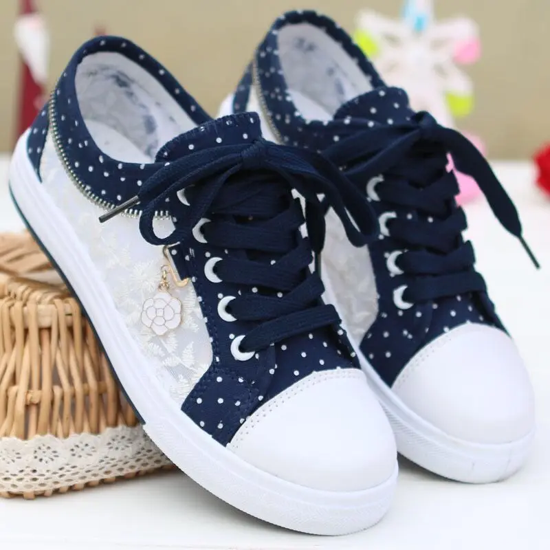 Summer New Breathable Mesh Sports Casual Shoes Flat Bottom Shoes Low Cut Hollow Canvas Shoes Women's Shoes