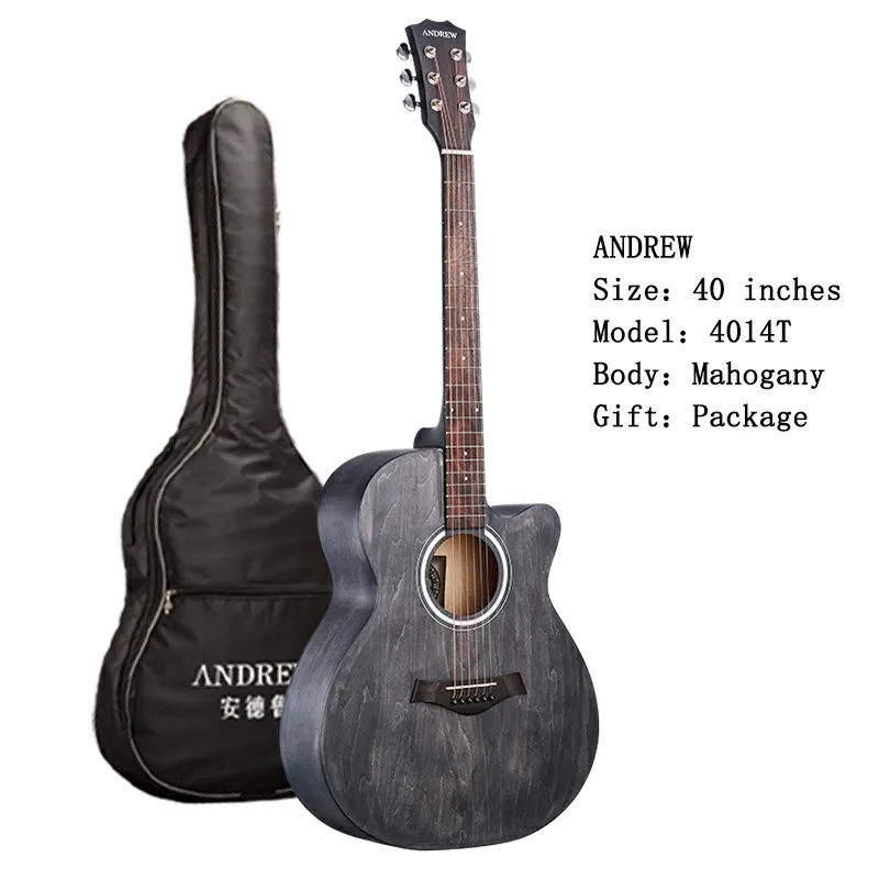 4014T Andrew 40/41-дюймовая народная гитара, полностью из красного дерева, cutaway, гитара для начинающих и профессиональных выступлений, акустическая гитара - Цвет: 4014T
