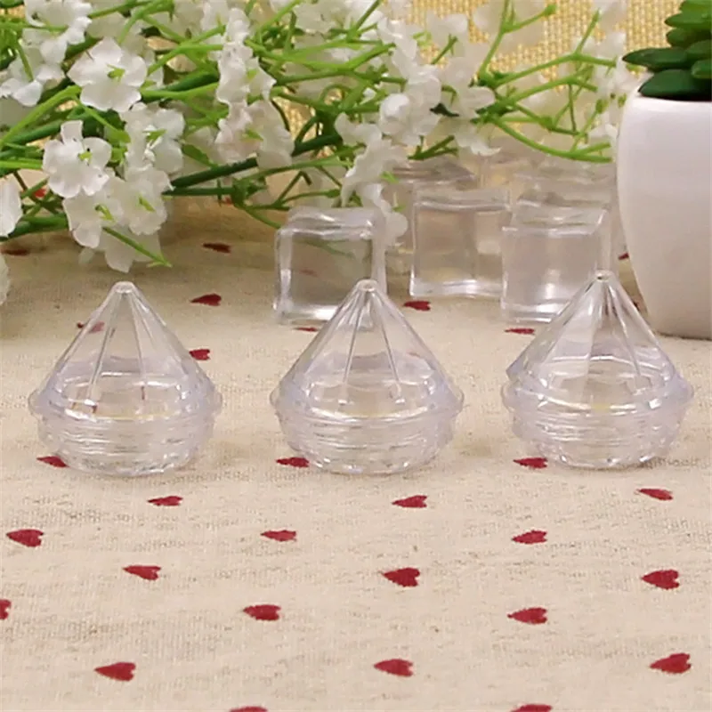 

2 Pcs/Set 5g Empty Travel Makeup Jar Pot Refillable Bottles Portable Transparent Diamond Face Cream Lotion Cosmetic Container