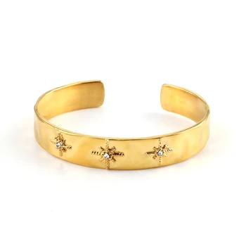 

1 pcs sell New Fashion Adjustable Crystal Charm Bracelets men's Women's Simple Gold colour Width 12mm Jewelry Opening Bracelet