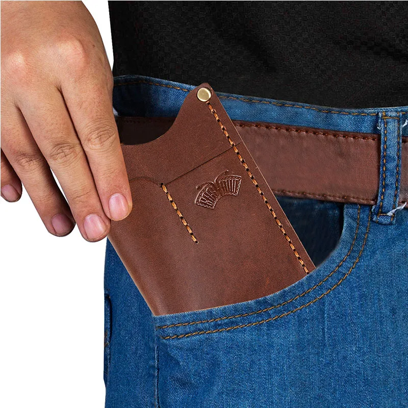 Handmade Oil Wax Leather Holster EDC Organizer Pocket Outdoor Multitools-Brown