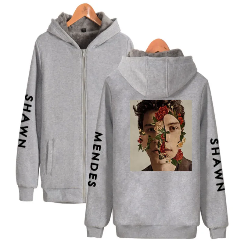 Shawn Для мужчин des меломана Для мужчин толстовки с капюшоном Shawn Для мужчин des подросток Модные принты на зиму, теплая подкладка из шерсти куртка утепленные кофты