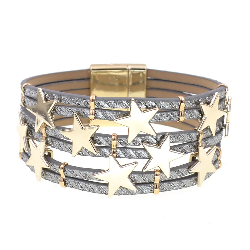 WELLMORE trendy women bracelet leather bracelets for women Metal stra charm bracelet fashion female jewelry wholesale