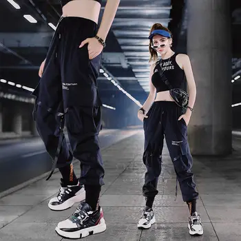 

Japan Hip Hop Streetwear women's Splice Joggers Pants Fashion Casual Cargo Trousers High Street Elastic Waist Harem Pant Female
