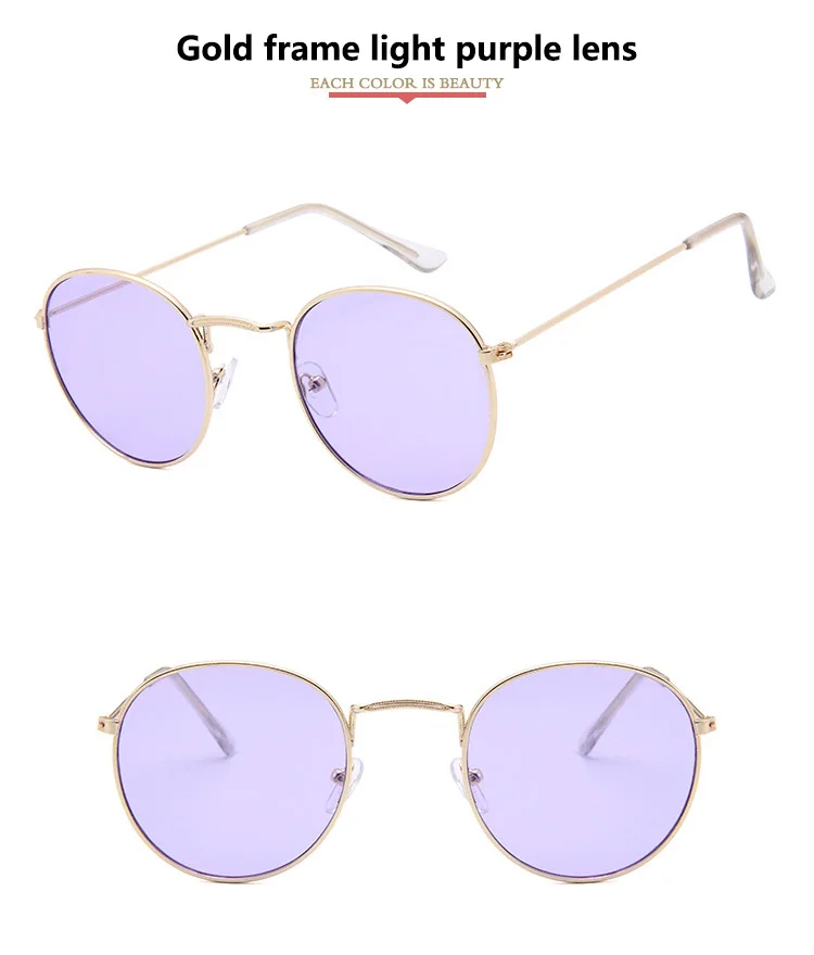 cute sunglasses Fashion Small Round Metal Frame Sunglasses Men and Women Vintage Retro Dazzle Color Reflective Ladies Brand Sun Glasses UV400 designer sunglasses for women