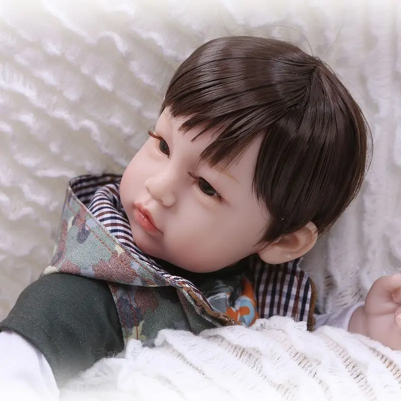 

50cm Reborn Doll Realistic Soft Silicone Vinyl Newborn Babies Toy Boy Clothes Pacifier Lifelike Handmade Gift Y4QA