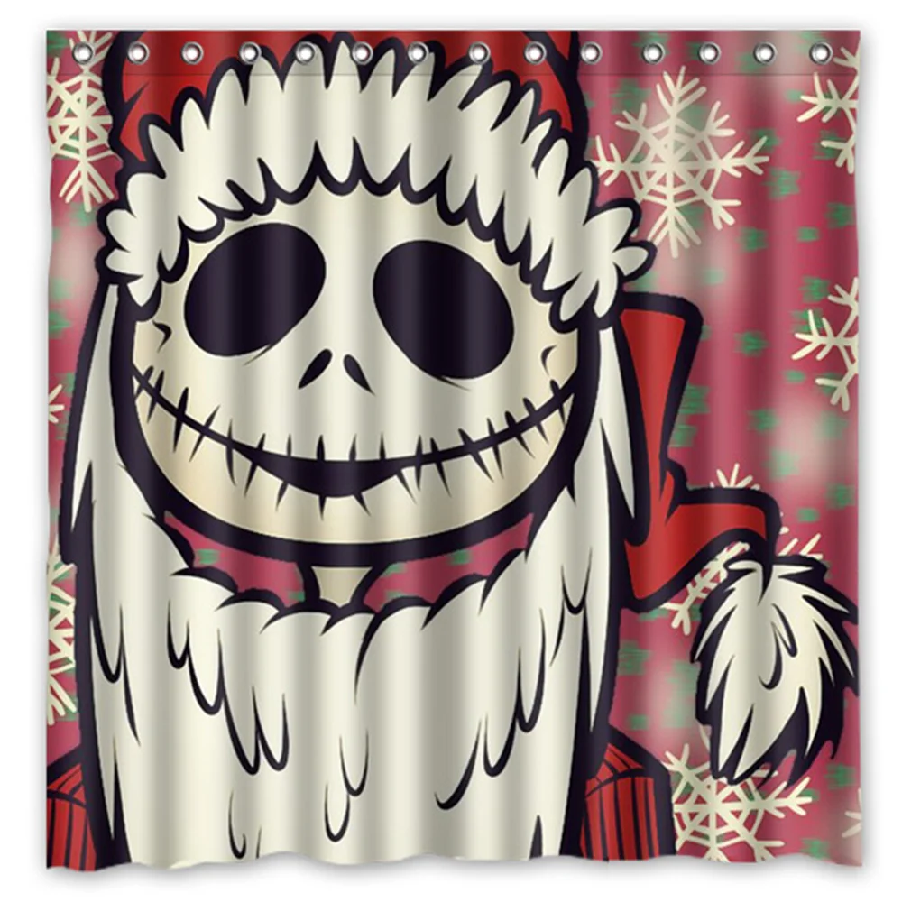 Jack Skellington Printing Waterproof Shower Curtain Mildewproof Polyester Fabric Bath Curtains 72x72inch With 12 Hooks - Цвет: 4