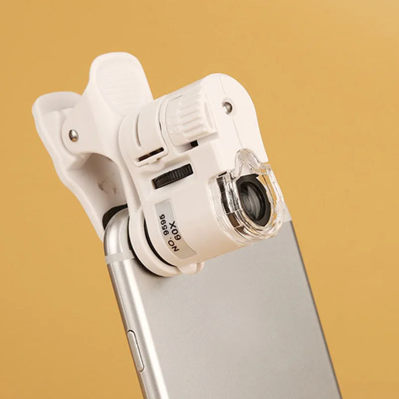 Цифровой Микроскоп USB Microscopio 60X светодиодный сотовый телефон клип-тип сотовый телефон микроскоп Лупа с светодиодный увеличитель лампы