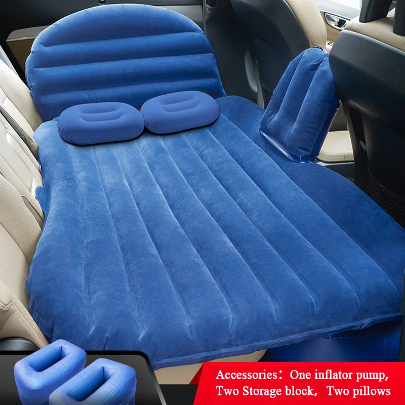 Автомобильная кровать для путешествий, надувной диван, автомобильный надувной матрас для заднего сиденья, подушка для отдыха, коврик для сна, две подушки, воздушный насос - Название цвета: blue
