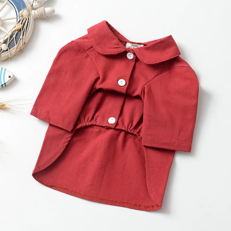 Red FATHIN Zephyr Одежда для собак сплошной цвет хлопок французский одежда для бульдога для маленьких и крупных собак xs-xxxl - Цвет: Red