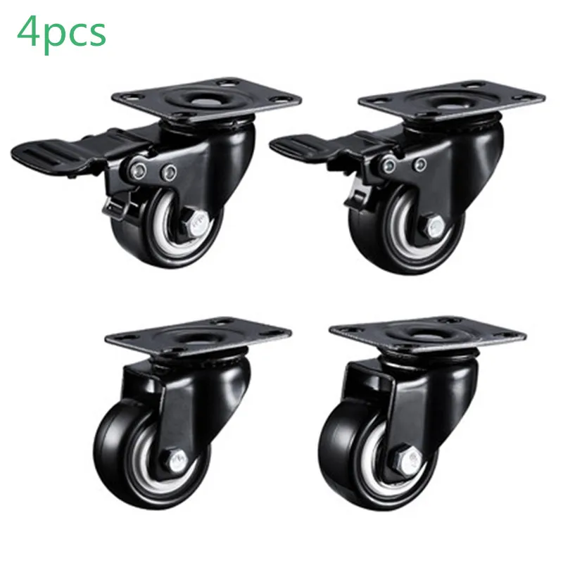 

4 Pack 2in Heavy Duty Caster Wheels Polyurethane PU Swivel Casters with 360 Degree Top Plate 220lb Total Capacity for Furnitures