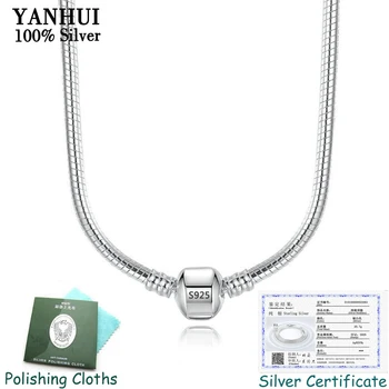 

2020 Hot Sale Fine 3mm 45CM 925 Silver Snake Chain Necklace With Certificate Fit Original Beads Charms Pendants DIY Jewelry Gift
