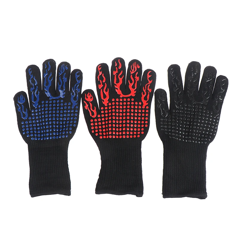1PC BBQ Glove Heat Resistant Barbecue Oven Gloves Kitchen Fireproof Anti-scalding Anti-slip Gloves
