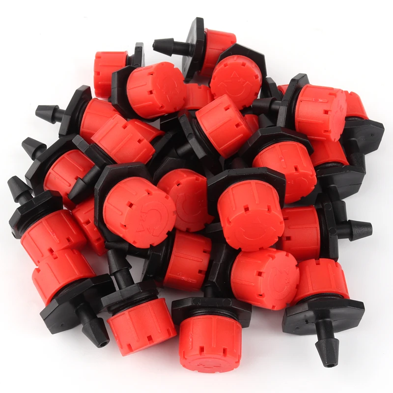 20-500pcs Red Adjustable Dripper Garden Micro Drip Irrigation Supplies Watering Anti-clogging Sprinklers For 4/7mm 1/4 Inch Hose 