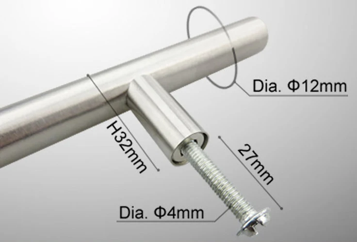 Ø12mm 2 \ "~ 20 \ 'Нержавеющая сталь Кухня ручка шкафа T бар тянуть ручки для ящиков