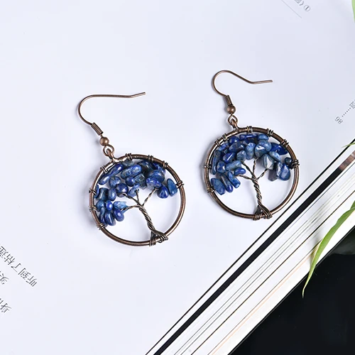 Blue sandstone Модные красочные серьги с натуральным кристаллом аметист розовый кварц используется для вечерние DIY серьги пара ювелирных изделий подарок на праздник - Цвет: Blue sandstone