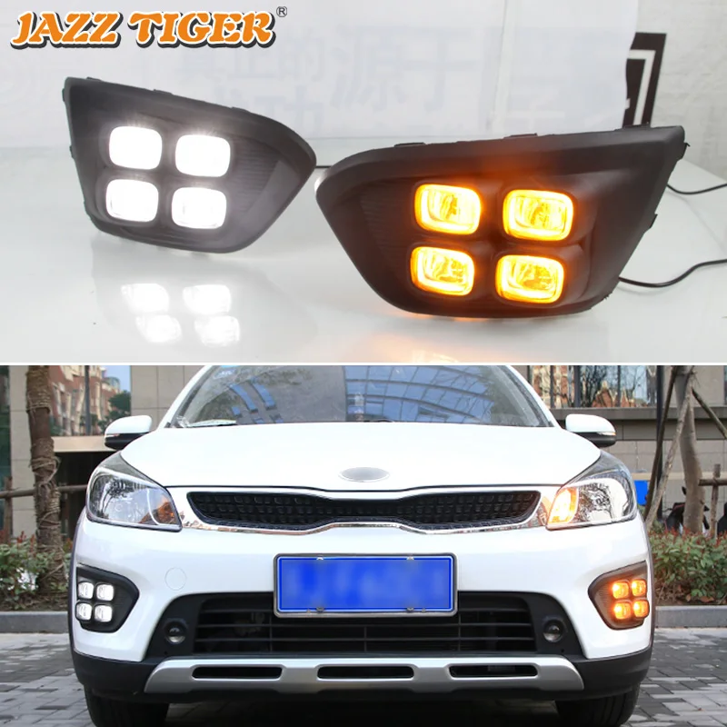  JAZZ TIGER Yellow Turn Signal Function Waterproof 12V Car DRL Lamp LED Daytime Running Light For Ki - 4000203670516