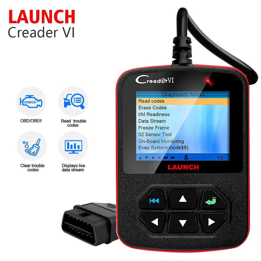 

Launch Creader VI Code Reader Code Scanner OBDII Port With Full Color LCD Screen Diagnostic Tool