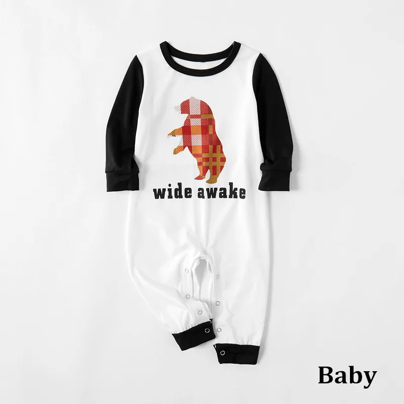 Рождественская Пижама г., Комплект рождественских пижам в клетку с принтом «Bearly Awake» для всей семьи, пижамы для мамы, папы и детей семейный образ C0633