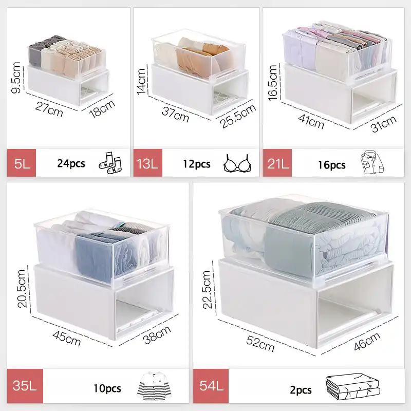 Drawer Clothes Organizer Plastic Storage Box Large Closet