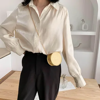 

Solid Color Crossbody Bags Chain Shoulder Mini Bag Ladies Chain Ladies Stone PU Women Round Shoulder Messenger Bag
