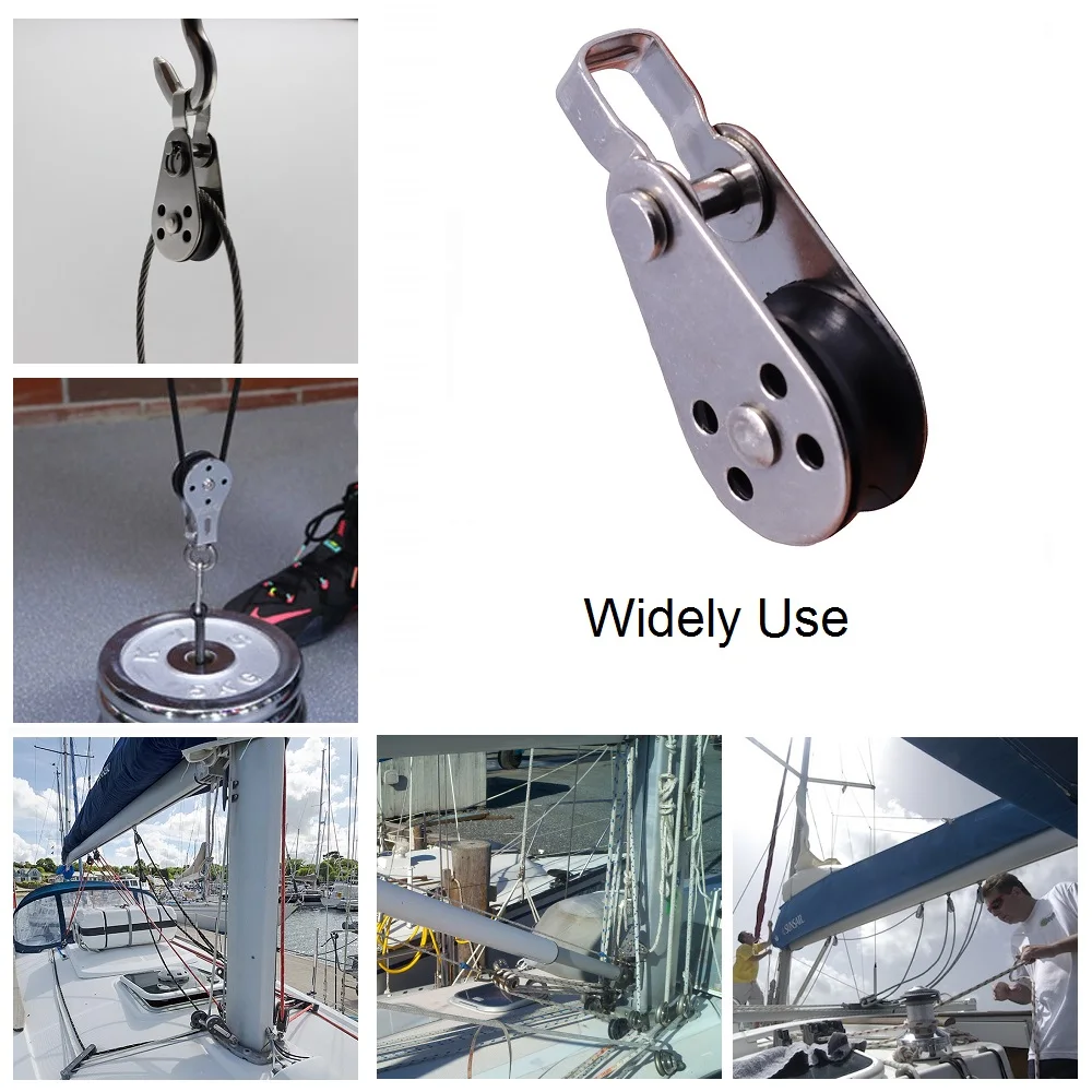 Timing Pulley 5PCS 316 Stainless Steel 60mm Wire Rope Crane Pulley Block For 2mm To 8mm Rope