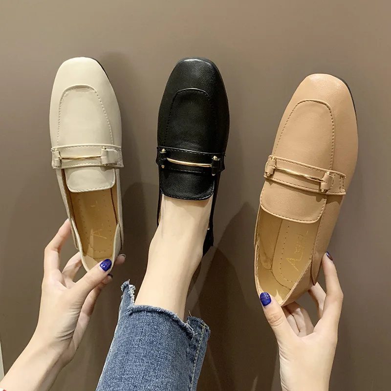 

Casual Woman Platform Shoes Large Size Women Solid Loafer Square Toe Flats Slip-on Women's Moccasins Summer Big Loafers 2019 On