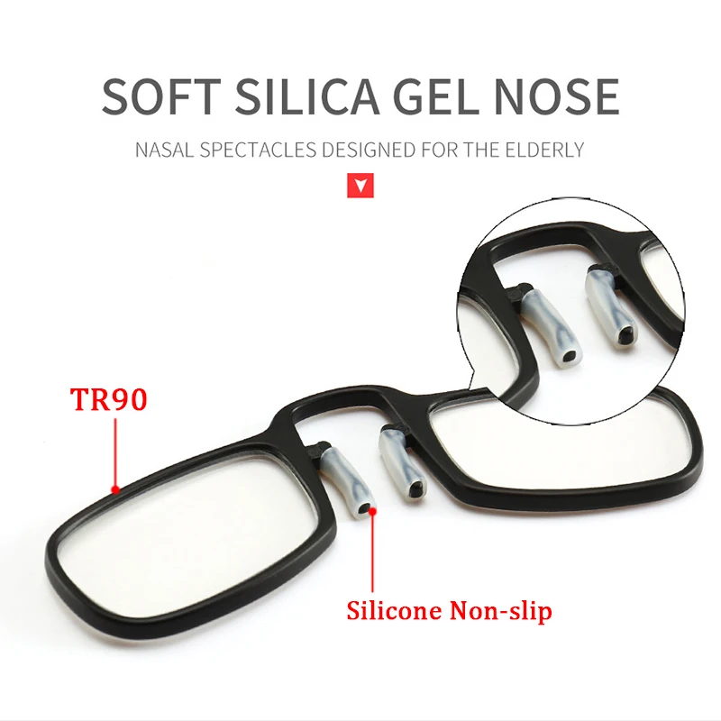SAOIOAS очки для чтения с клипсой для носа, портативные мужские и женские TR90, Анти-усталость, пресбиопические складные очки+ 1,0+ 1,5+ 2,0+ 2,5+ 3