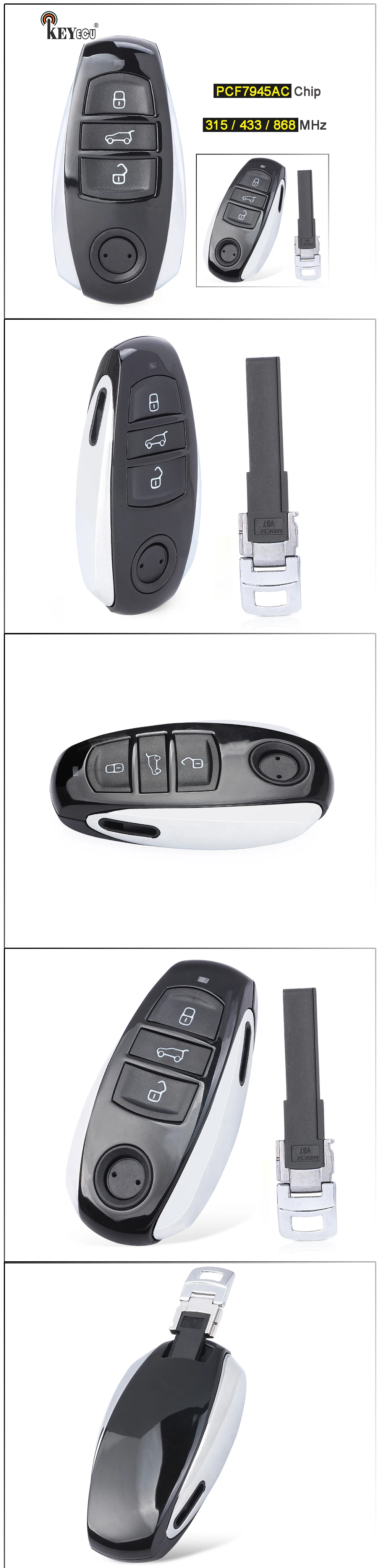 Keyforkess 315/ 433/ 868MHz PCF7945AC Chip 3 pulsanti di ricambio Smart Card portachiavi a distanza per Volkswagen Touareg 2010-2018 - Hba78476b8bac4c33a61b1e2811782efcZ