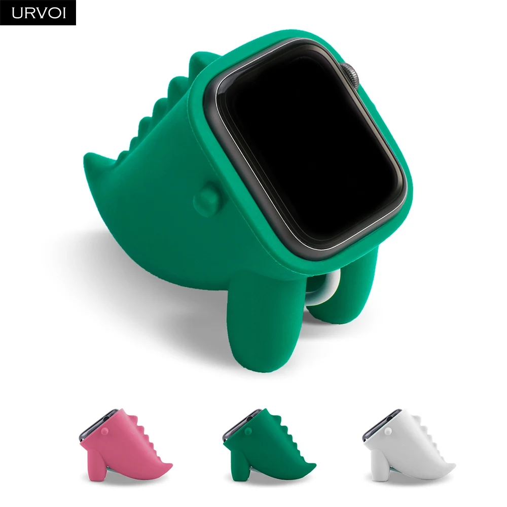 URVOI dinosaur stand for apple watch holder series 8 7 65432 SE WatchOS Nightstand keeper silicone home charging dock for iWatch