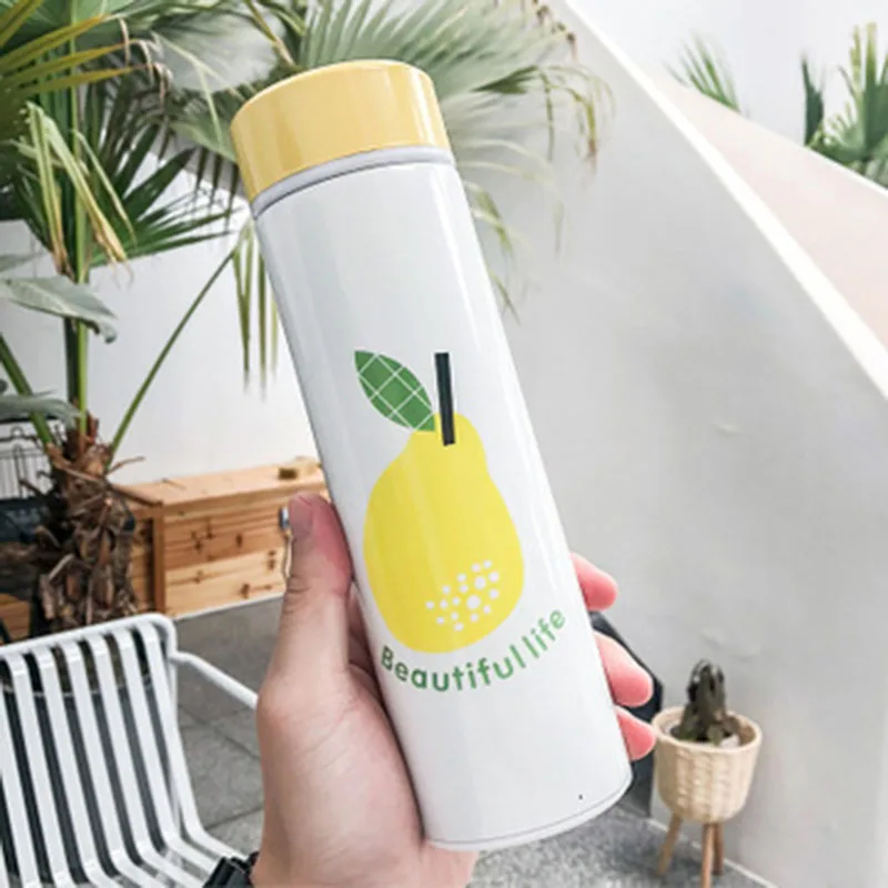 Yellow pear Термос бутылка из нержавеющей стали фруктовый портативный персональный модный креативный милый ручной чашка наружный Чайный фильтр посуда для напитков - Цвет: Yellow pear