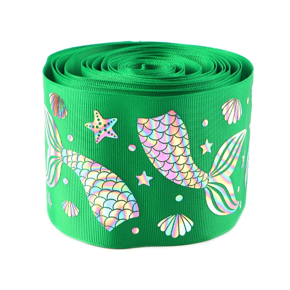

David accessories 50Y Multi Color Foil Grosgrain Ribbon Mermaid Bowknot for Crafts ,DIY Handmade Materials,50Yc7925