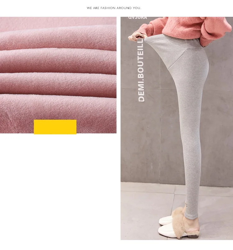 Maternity Leggings Winter Warm Trousers Plus Velvet Clothes Pregnancy Pants For Pregnant Women Thickened Leggings Grossesse