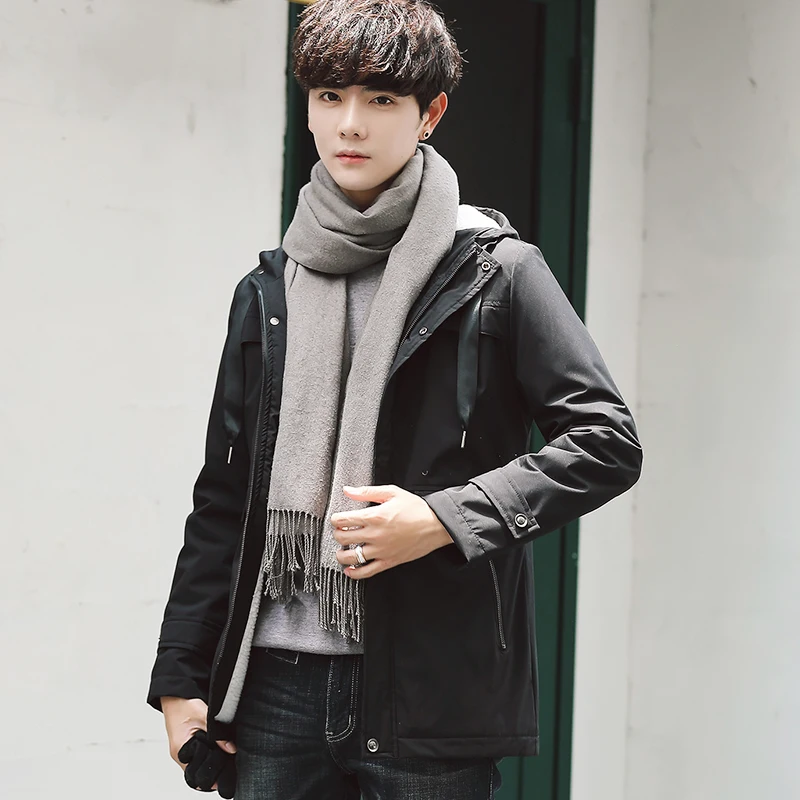 

Mens Overcoat 2019 Brand New Men Trench Coats Autumn Winter Men's Solid Color Medium Long Section Male Wool Mandarin Collar