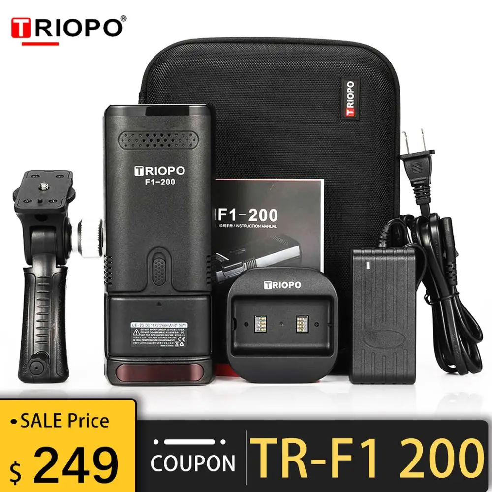 TRIOPO F1-200 ttl 2 4G HSS 1/8000s Карманный наружный флэш-светильник 200Ws с G1 триггером 2900mAh