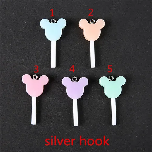 silver hook 16 шт./лот 40*21 мм леденец амулеты блеск Flatback Конфета из смолы идеально подходит для подвески, серьги diy брелок части - Окраска металла: silver hook