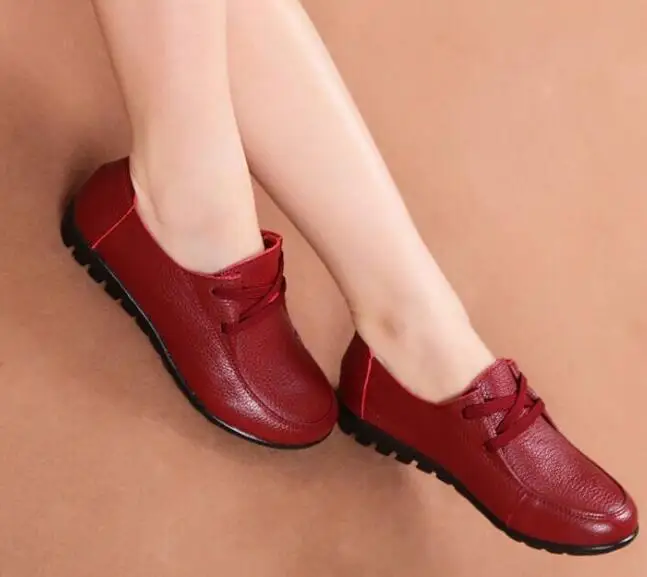 

Autumn winter Classic Women shoes Flats Genuine Leather Shoes Female Slip on Loafers Anti Slip Cowhide Casual Mujer Plus Size